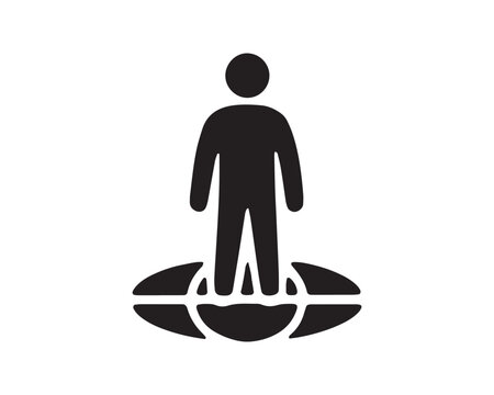 Human figure with world outline below flat icon for world mental health day concepts