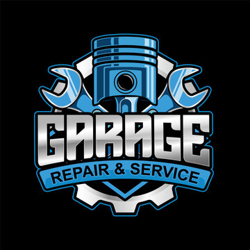 garage repair and service automotive logo business editable text effect font style template design