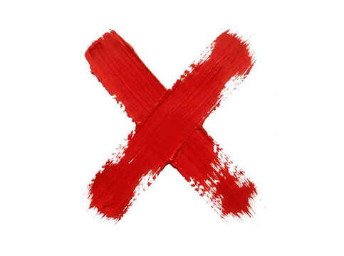 Croix peinte en rouge avec un pinceau sur fond blanc