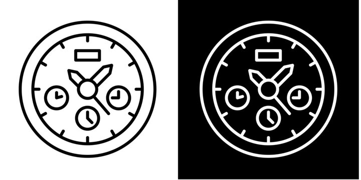 World Clock Icon Set White Style Collection
