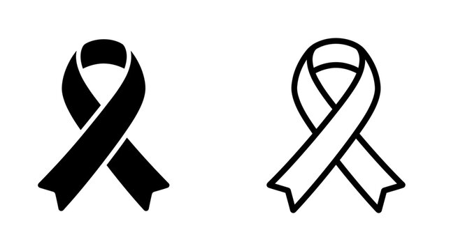 Awareness ribbon icon shown in both solid and outline artistic variations