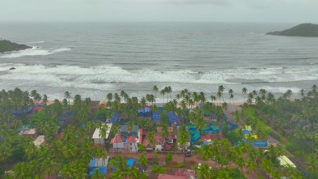 Palolem Beach coastline aerial view Drone view of Palolem Beach, Goa