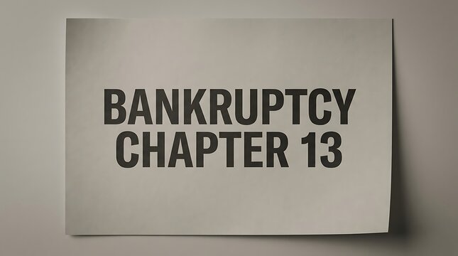 Bankruptcy chapter 13 sign printed on a piece of paper representing financial reorganization and debt management plan