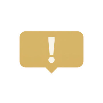 A simple light brown speech bubble icon with an exclamation mark representing an important alert or notice