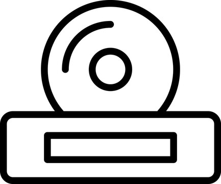Line icon of a compact disc optical drive and player storage device