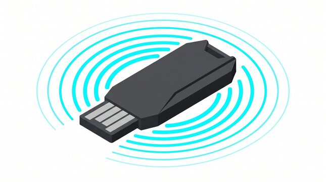 Usb flash drive digital data transfer isometric icon with white background transfer isometric