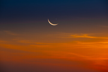 Background night sky of with crescent moon,and stars .Background Greeting card for the holy month of Ramadan of islam © Media 