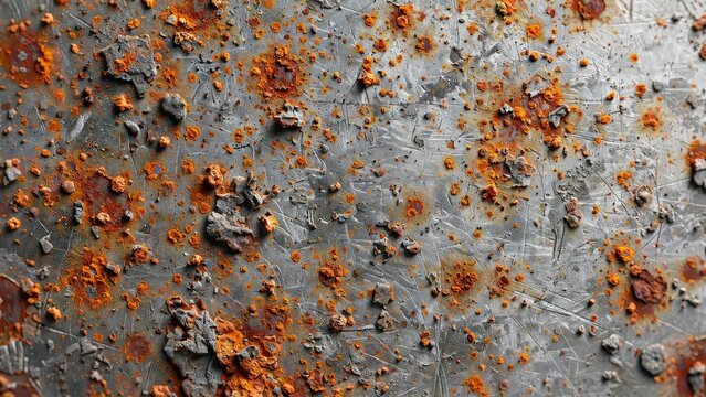 Close-up Texture of Rusted Metal Surface with Pitted Corrosion.