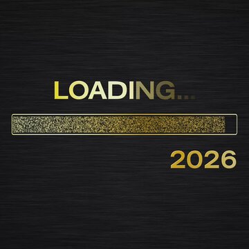 Video animation of loading bar in gold with the message loading and happy new year 2027 over dark background - new year concept - represents the new year 2027.