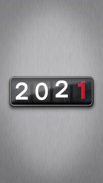 Vertical video animation of an odometer rotating and displaying the years 2010 to 2027 - represent the new year 2027 - vacation concept.