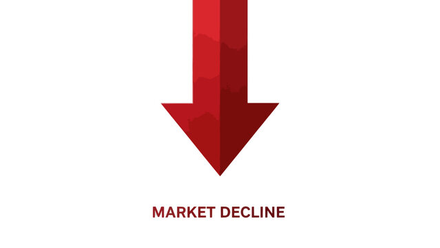 Red Downward Arrow Indicating Market Decline Trend