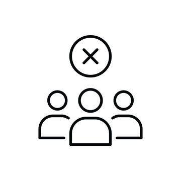 Group ban, 3 users and cross. Pixel perfect, editable stroke vector icon