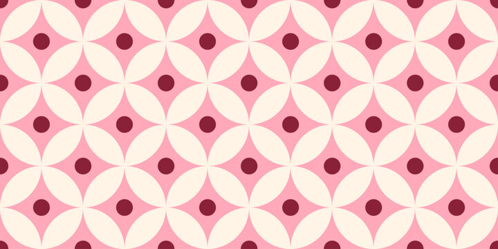 Geometric seamless patterns with colorful flowers and circles. Modern abstract background. Vector illustration
