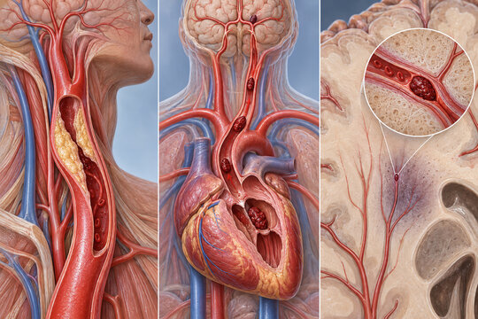 Three Origins of Ischemic Stroke Anatomical Comparison