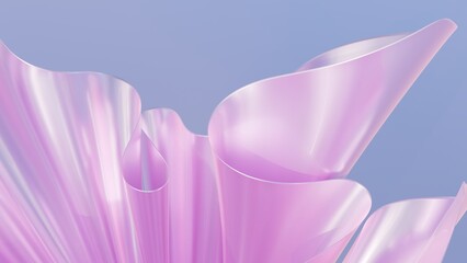 Fototapeta premium Abstract 3D background with glossy pink and lavender flowing wavy sheets