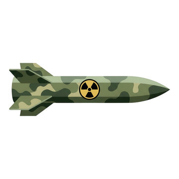 Milit&auml;rische Atomrakete mit Tarnmuster und Radioaktivit&auml;ts-Symbol