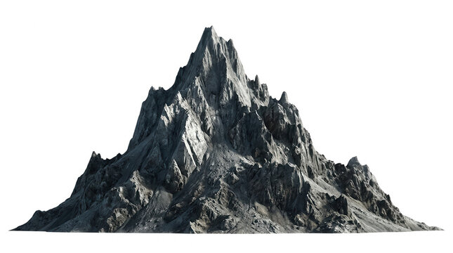 Schroffe Bergspitze freigestellt auf wei&szlig;em Hintergrund