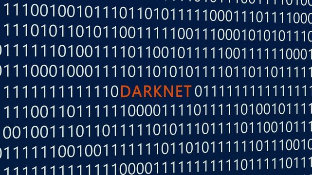 Darknet text or word with digital binary animation made in After Effects for digital world technology concept, representing hidden networks, cybersecurity, and online privacy.
