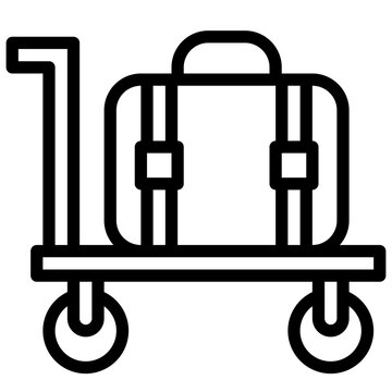 Luggage trolley hotel outline icon