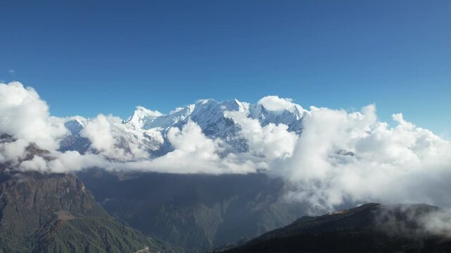 Tibet Gyirong Asia No.1 Viewing Platform Snow Mountain Aerial