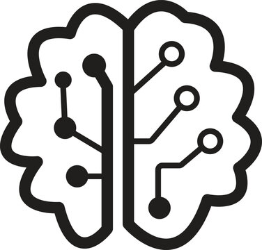 Artificial intelligence brain with circuit board design a flat vector illustration