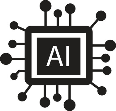 Artificial intelligence chip with connections a flat black icon on a white background