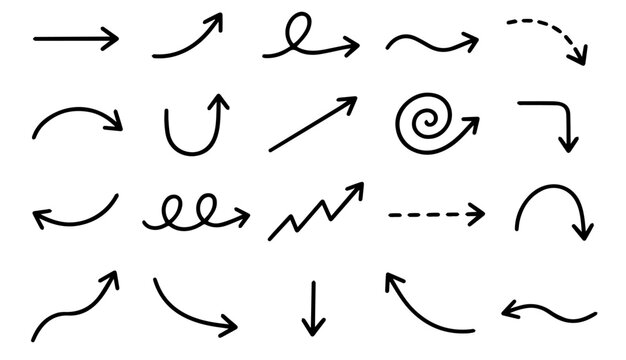 Hand Drawn Doodle Arrow Collection on White Background