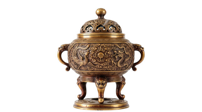 Incensario de bronce tradicional con motivos orientales