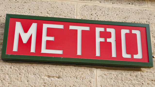 PARIS, FRANCE - SEPTEMBER 1, 2026 - Paris Metro sign indicates underground public transportation in France