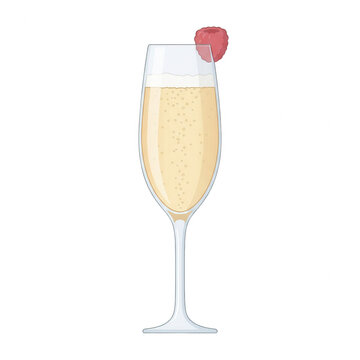 Illustrazione vettoriale di un calice di champagne con lampone
