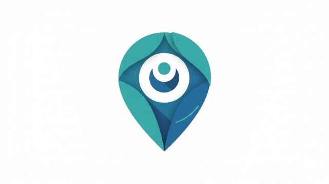 Blue map pin icon with a smooth rotating motion on a clean white background.