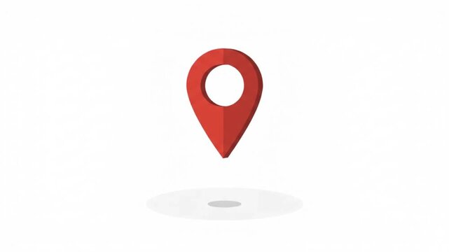 Red location pin icon bouncing smoothly on a clean white background.