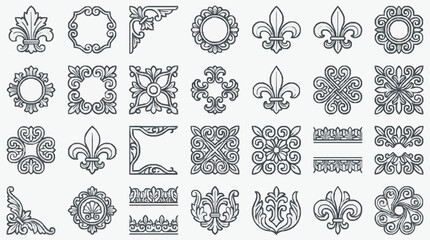 Elegant Ornamental Fleurs De Lis and Floral Decorative Motifs Collection © Uhu