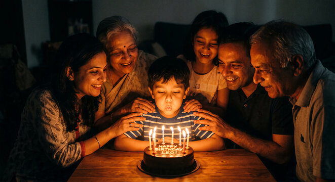 Family Celebrating Birthday Together