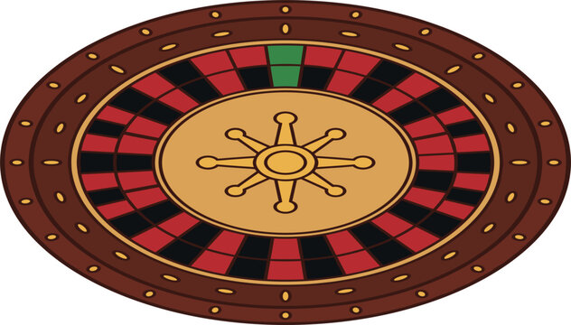 Casino roulette wheel vector illustration isolated on a plain white background