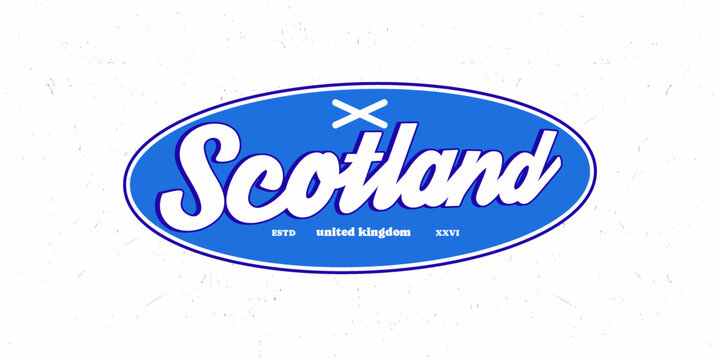 Scotland slogan vintage varsity streetwear typography design print for graphic tee, t-shirts, hat, and poster design 2026 - vector