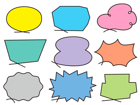 コミック吹き出しセット スタンド付き 9種／Comic speech bubble set with crossed stand, nine shapes