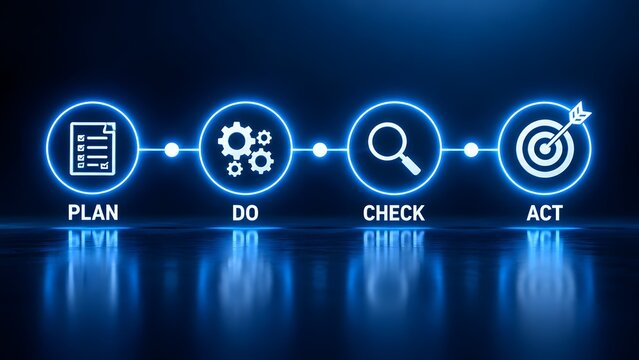 Futuristic Digital Plan Do Check Act PDCA Continuous Improvement Cycle Interface