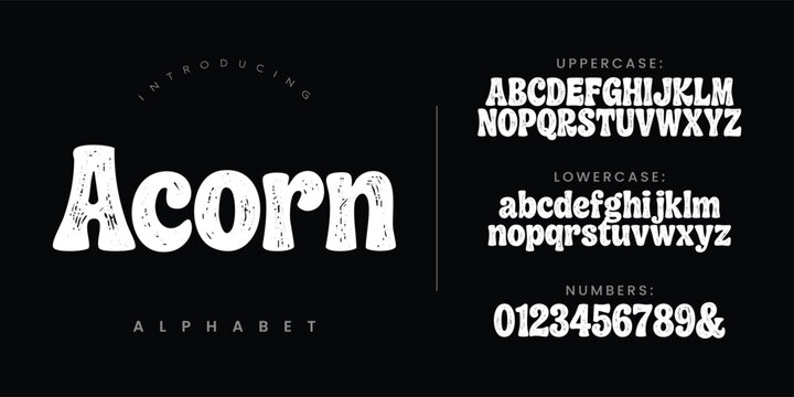 Acorn decorative chalkboard alphabet font with hand drawn sketch style letters for design