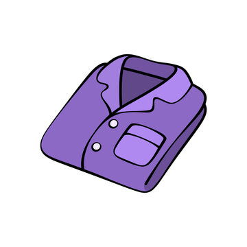 Folded purple pajama shirt vector illustration with collar, pocket, and buttons isolated on a transparent background vector