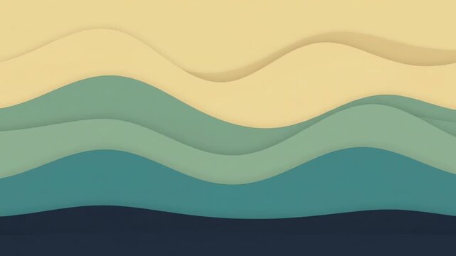 Abstract paper cut animation featuring smooth rolling waves with elegant gradient color transitions for motion footage