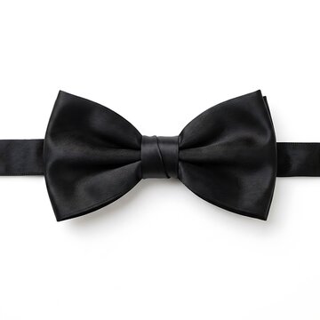 Black silk bow tie isolated on white background