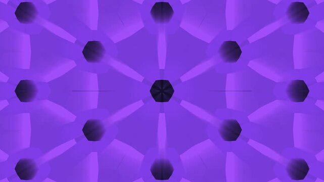 Purple symmetrical kaleidoscopic background featuring dark hexagonal patterns and glowing violet light for digital wallpaper usage