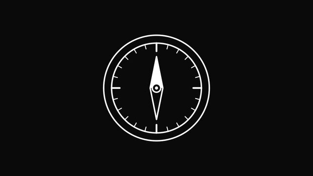 Minimalist Compass Icon for Digital Navigation and Wayfinding - Simple Outline Symbol for Travel, Exploration, and Guidance Concepts on a Dark Background