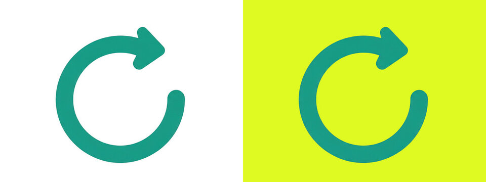 Teal circular refresh arrow symbol graphic icon