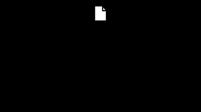 Minimalist white document icon centered on a sleek solid black background for user interface design