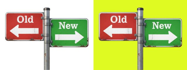 Road sign with old and new directions studio © Md