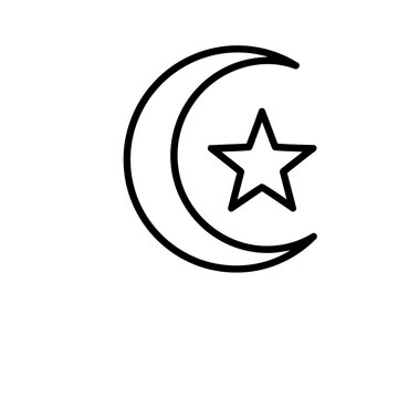 Crescent moon and star outline