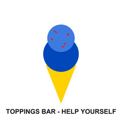 Fototapeta premium Toppings Bar Help Yourself Sign, Bauhaus Geometric Pictogram, Bold Primary Color Flat Icon