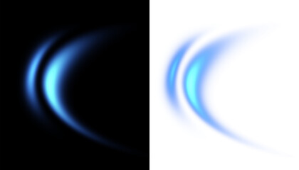 Obraz premium Premium Blue Light Wave Flow Collection — Isolated Glowing Neon Curve Art on Black & White Background | Abstract Motion, Energy & Speed Particles png
